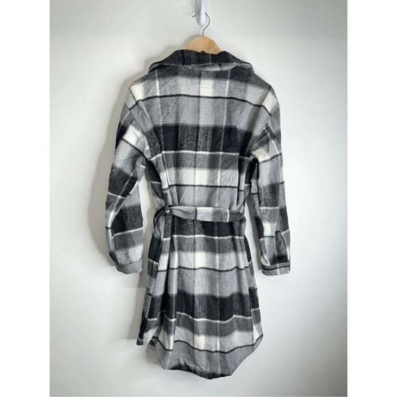 Blank NYC Flannel Jacket Size Small Plaid Gray Black Button Down Long Sleeve - Picture 2 of 10